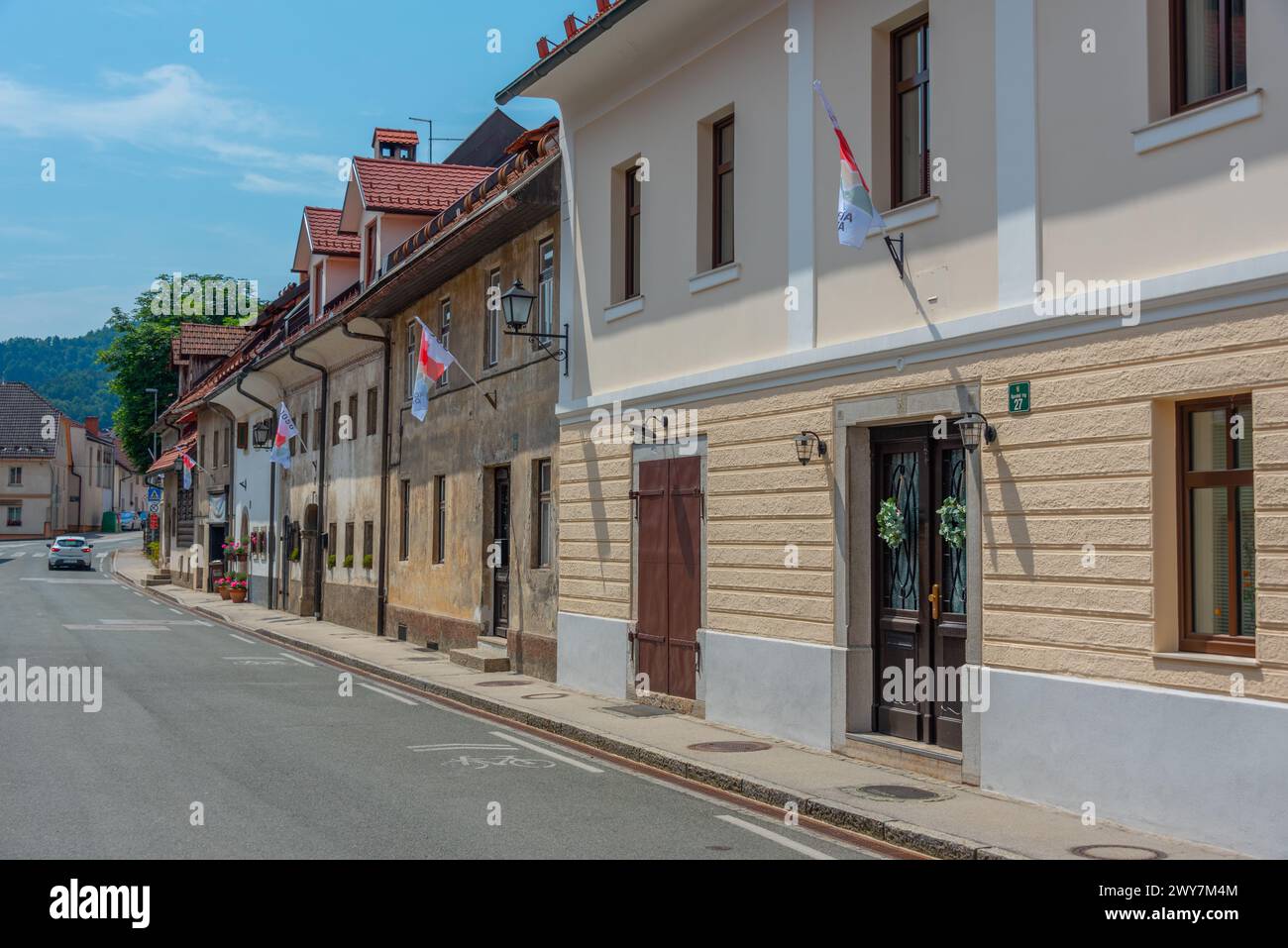 Nel centro storico di Skofja Loka, Slovenia Foto Stock