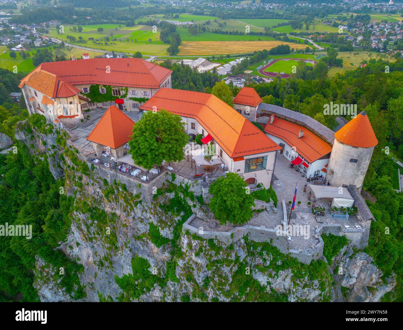 Vista del castello di Bled in Slovenia Foto Stock