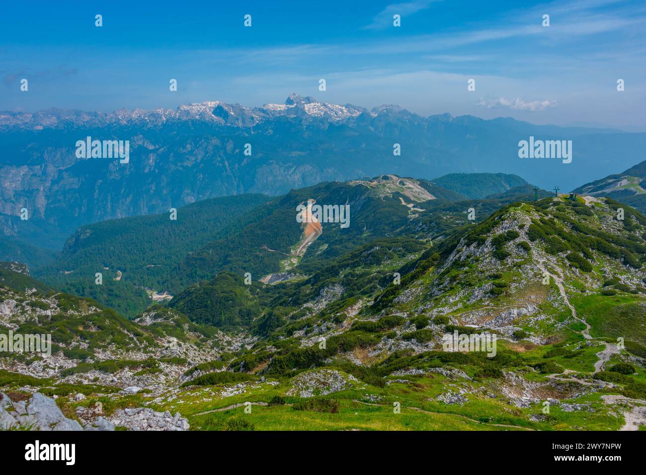 Parco nazionale del Triglav, visto dal monte Vogel, Slovenia Foto Stock