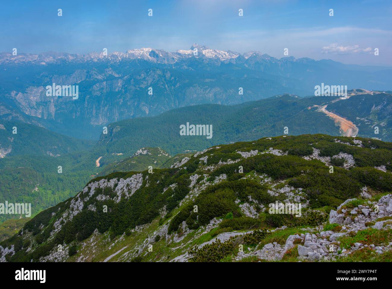 Parco nazionale del Triglav, visto dal monte Vogel, Slovenia Foto Stock