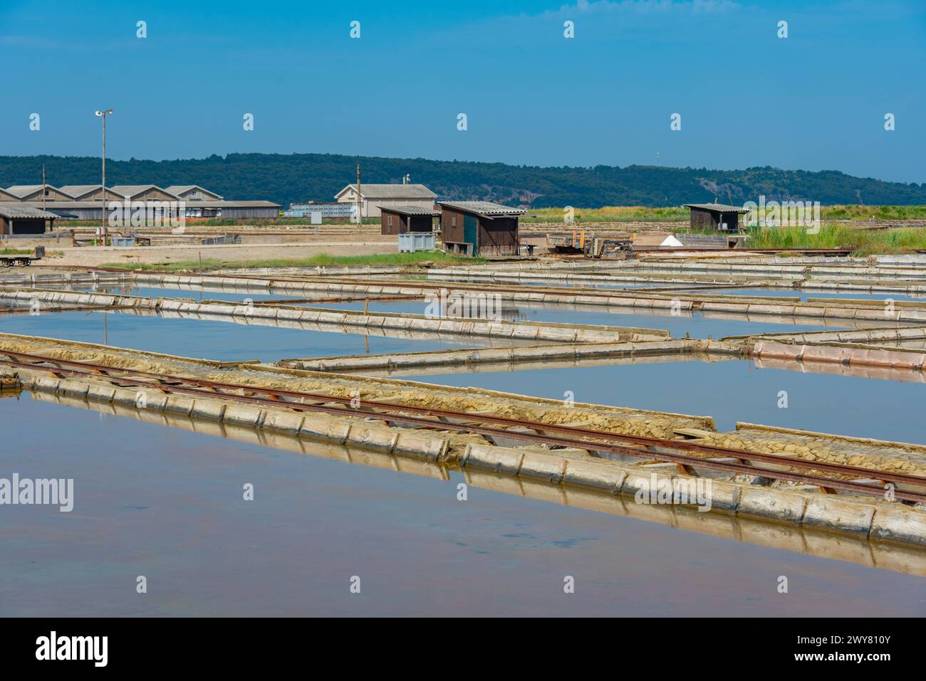 Vista del parco naturale Secovje Saltpans in Slovenia Foto Stock