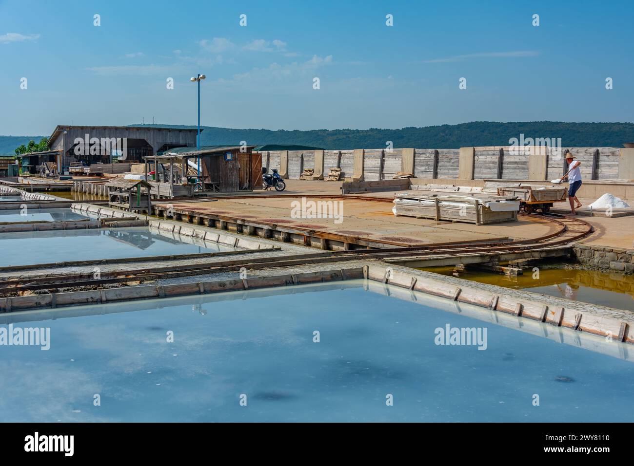 Vista del parco naturale Secovje Saltpans in Slovenia Foto Stock