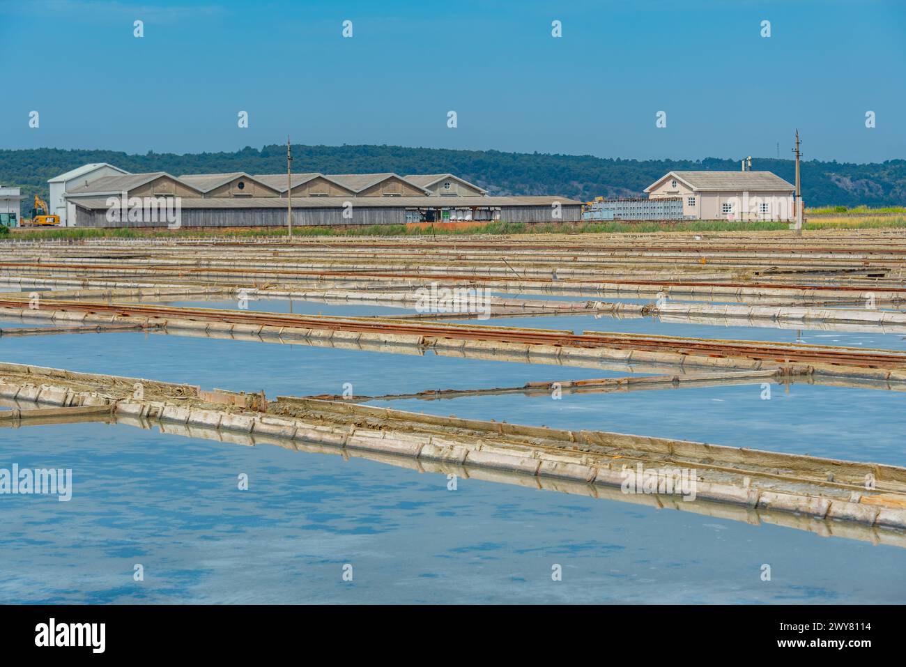 Vista del parco naturale Secovje Saltpans in Slovenia Foto Stock