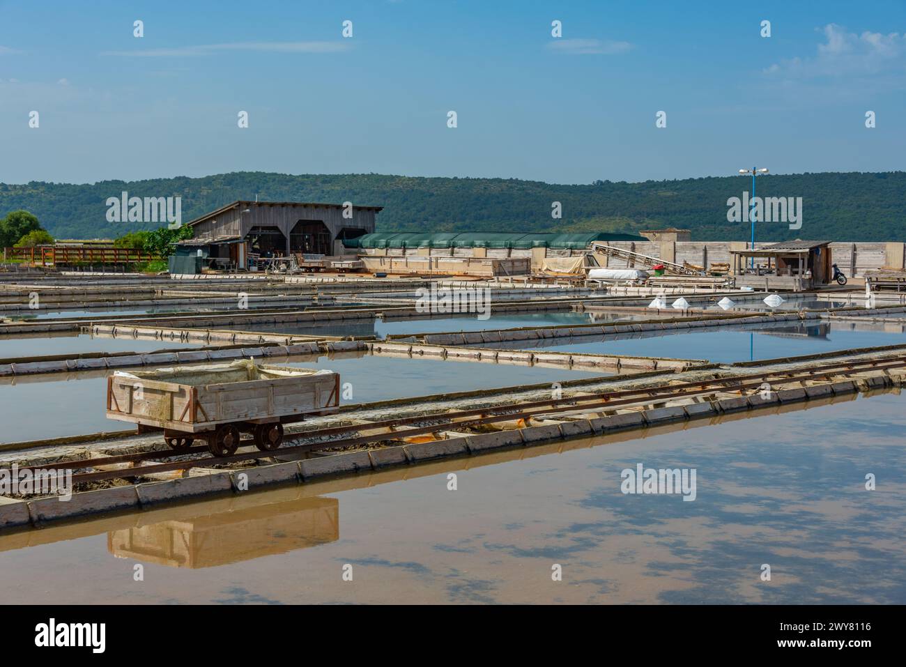 Vista del parco naturale Secovje Saltpans in Slovenia Foto Stock