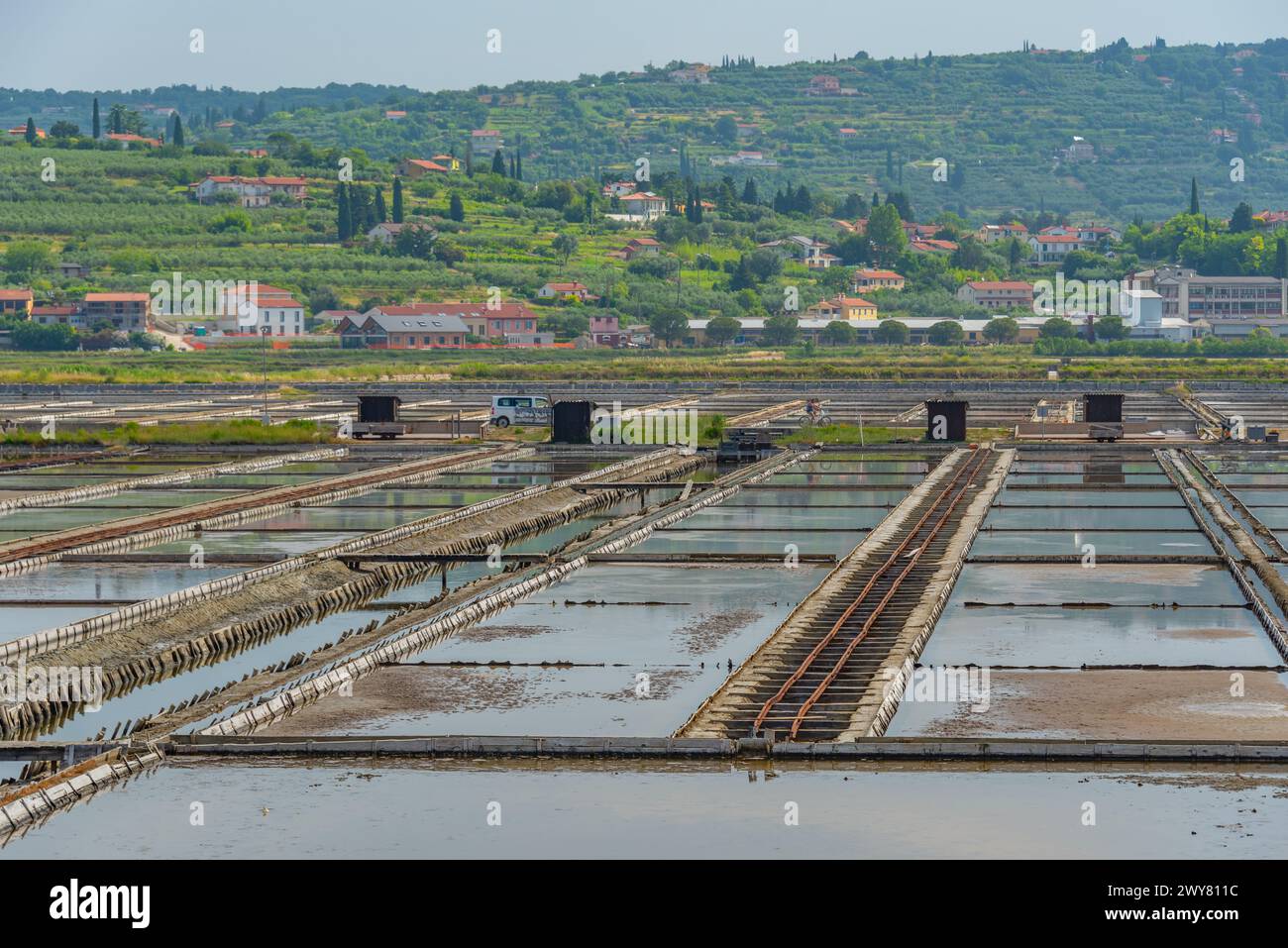 Vista del parco naturale Secovje Saltpans in Slovenia Foto Stock