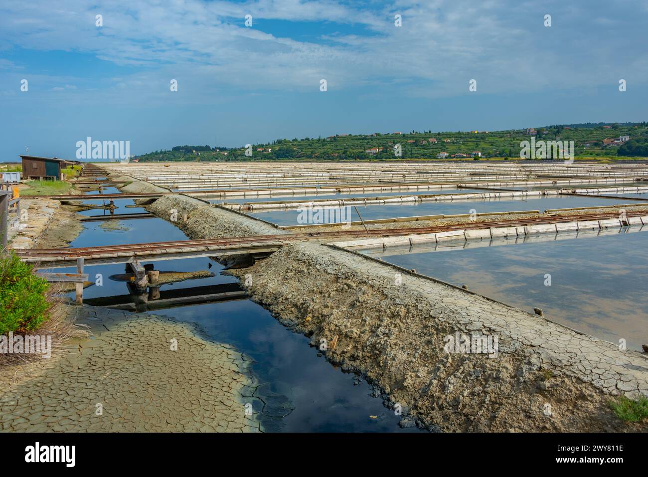 Vista del parco naturale Secovje Saltpans in Slovenia Foto Stock