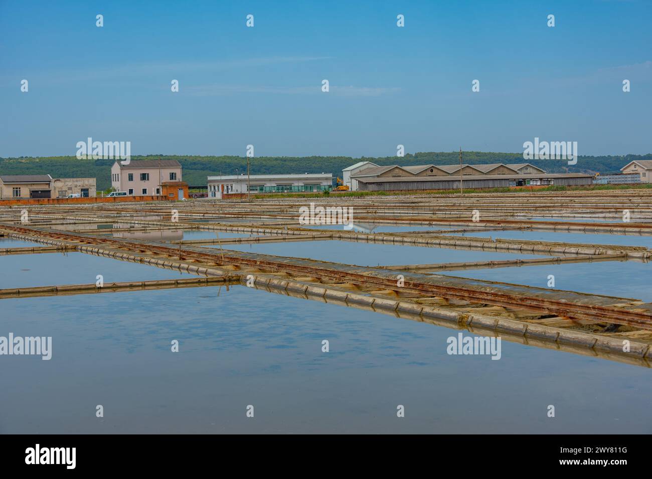 Vista del parco naturale Secovje Saltpans in Slovenia Foto Stock