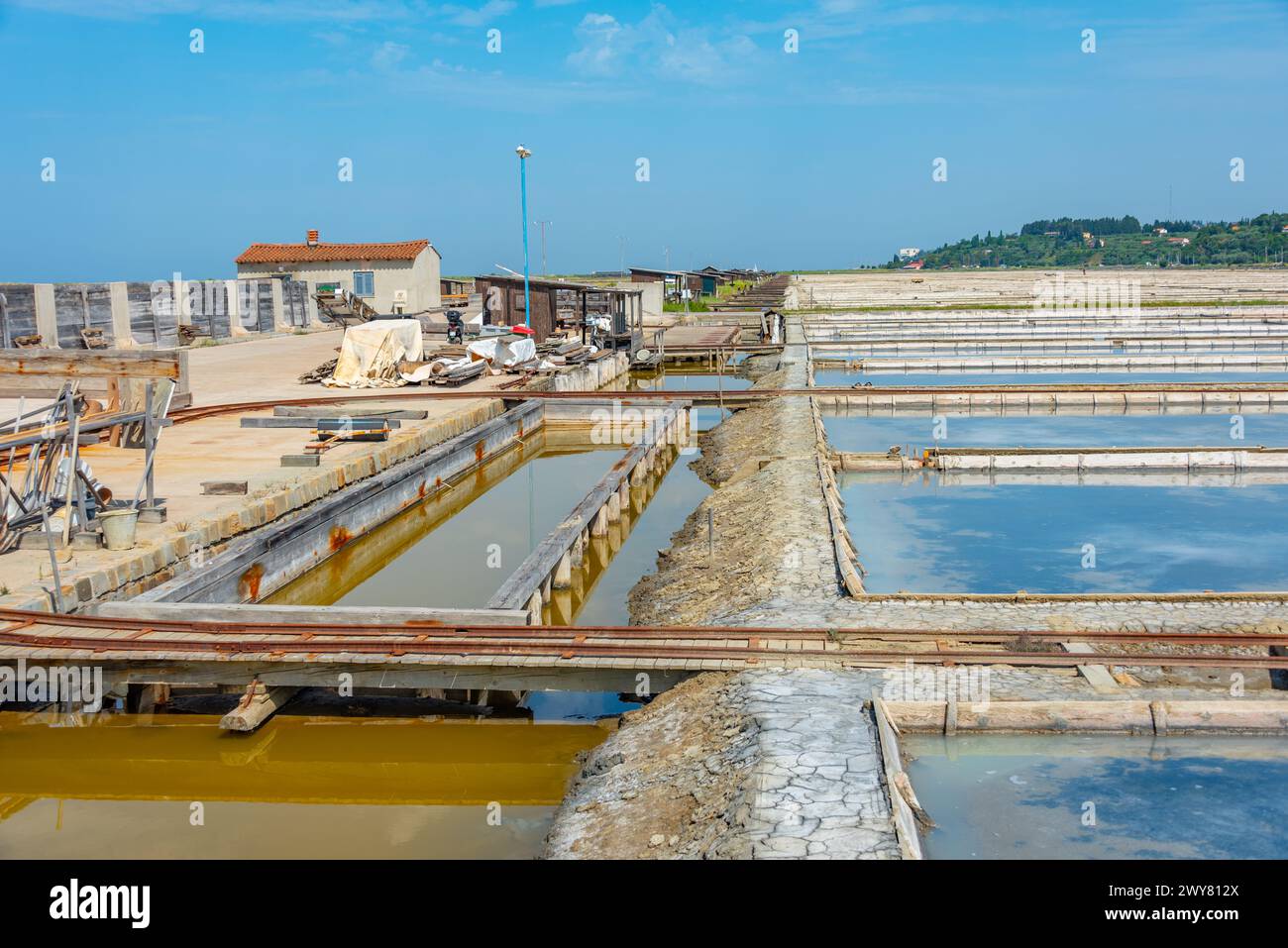 Vista del parco naturale Secovje Saltpans in Slovenia Foto Stock