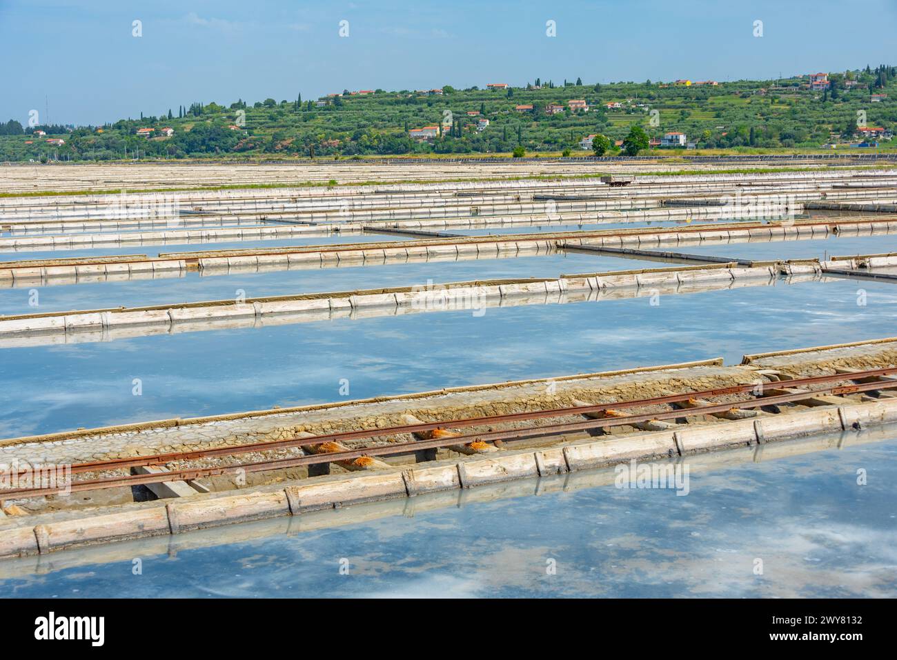 Vista del parco naturale Secovje Saltpans in Slovenia Foto Stock