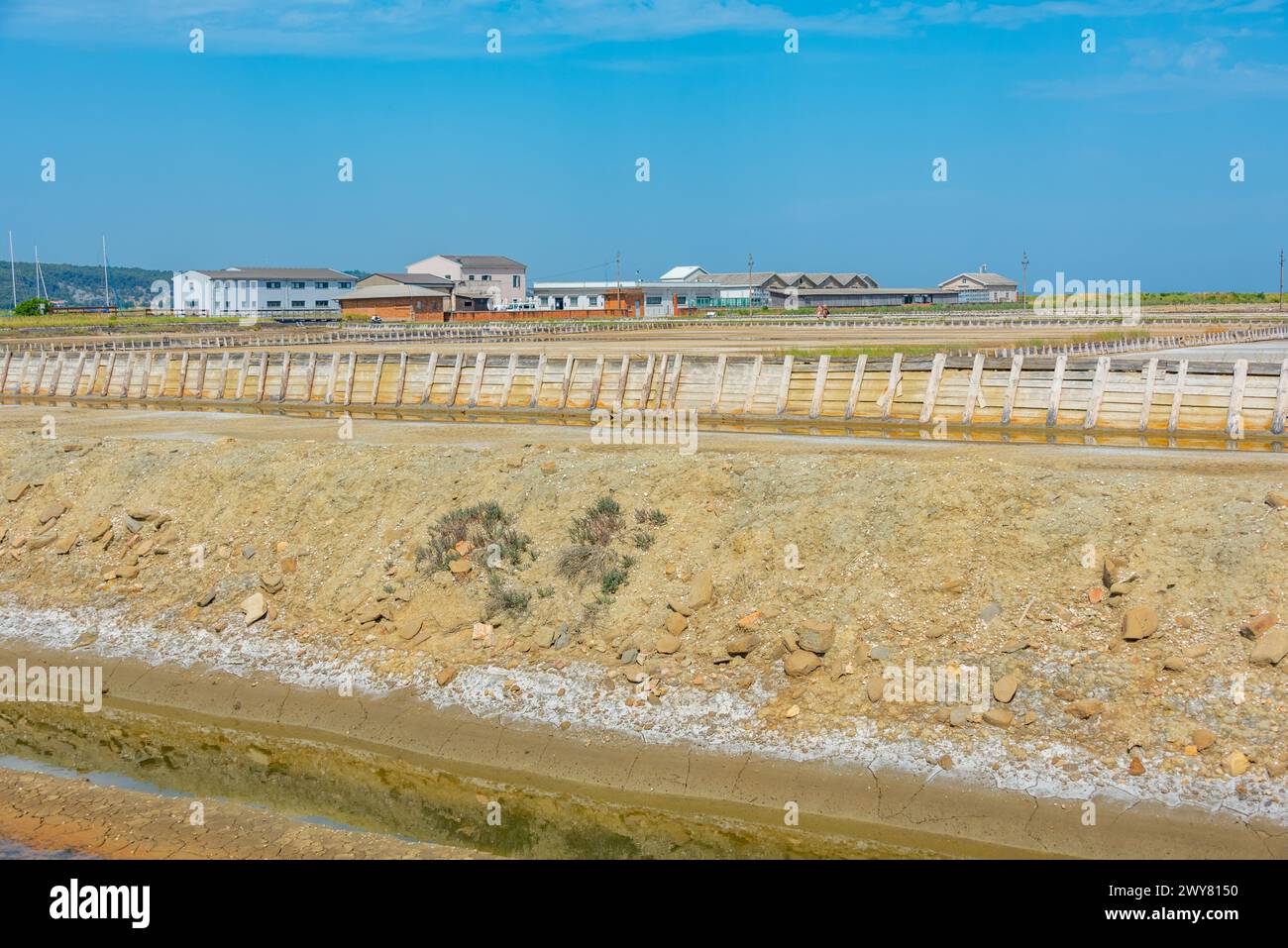 Vista del parco naturale Secovje Saltpans in Slovenia Foto Stock