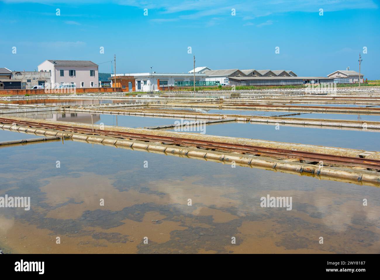 Vista del parco naturale Secovje Saltpans in Slovenia Foto Stock