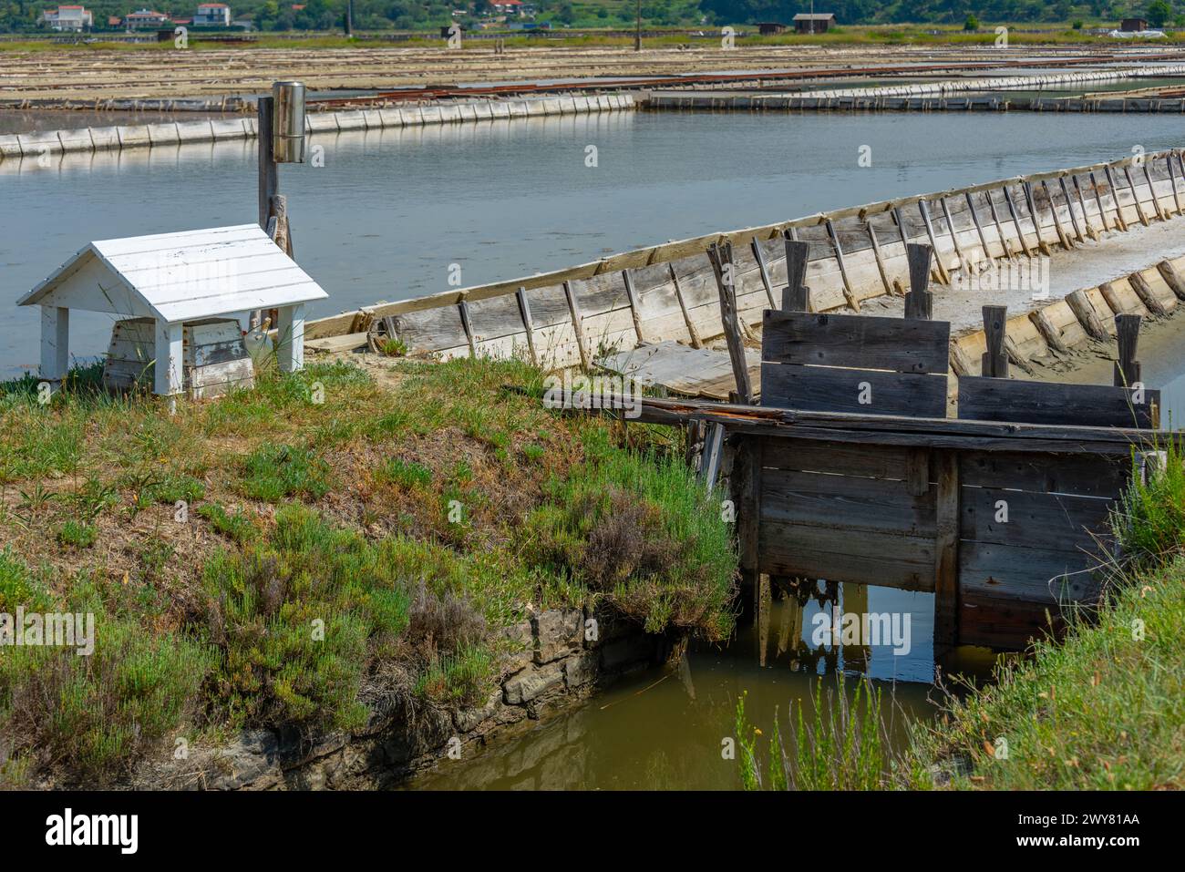 Vista del parco naturale Secovje Saltpans in Slovenia Foto Stock