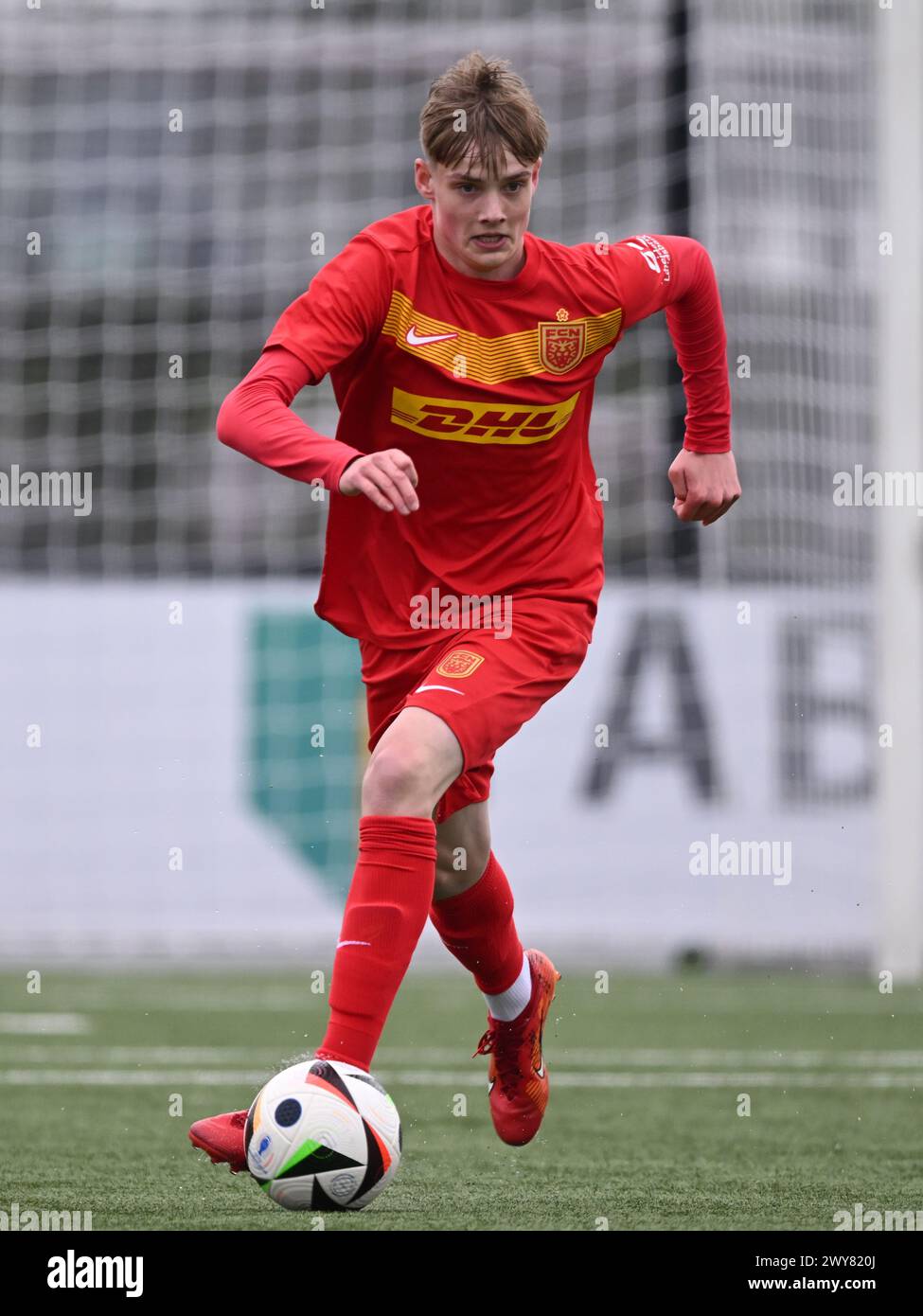 AMSTERDAM - Oliver Vest FC Nordsjaelland U17 durante la partita dell'Ajax Future Cup 2024 tra CF Pachuca o17 e FC Nordsjaelland o17 al complesso sportivo De Toekomst il 1 aprile 2024 ad Amsterdam, Paesi Bassi. ANP | Hollandse Hoogte | GERRIT VAN COLOGNE Foto Stock