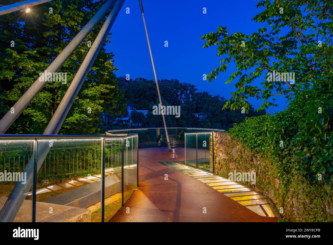 Vista al tramonto di Piazza Pungert a Kranj, Slovenia Foto Stock