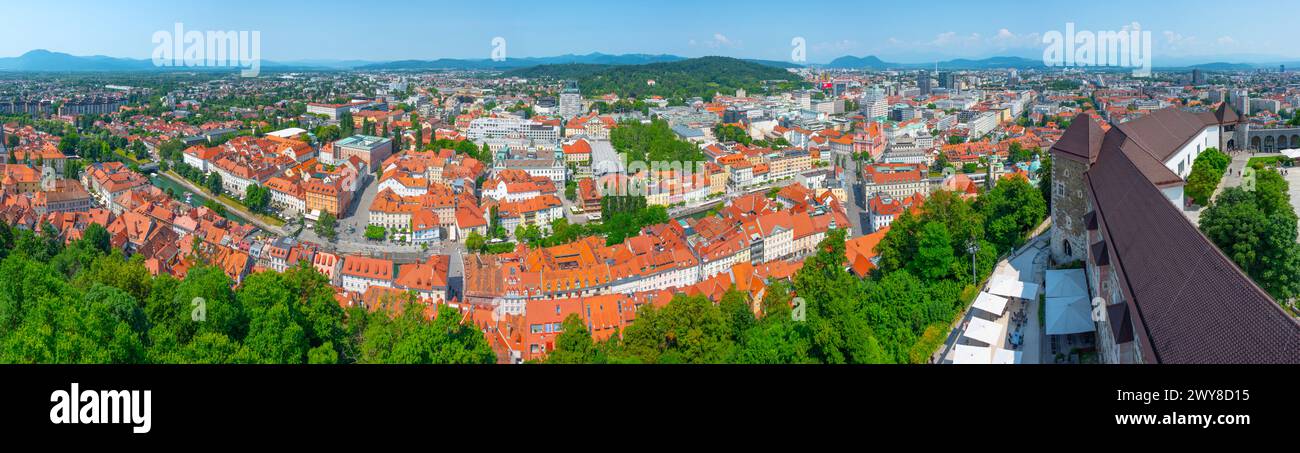 Vista aerea della capitale slovena Lubiana Foto Stock