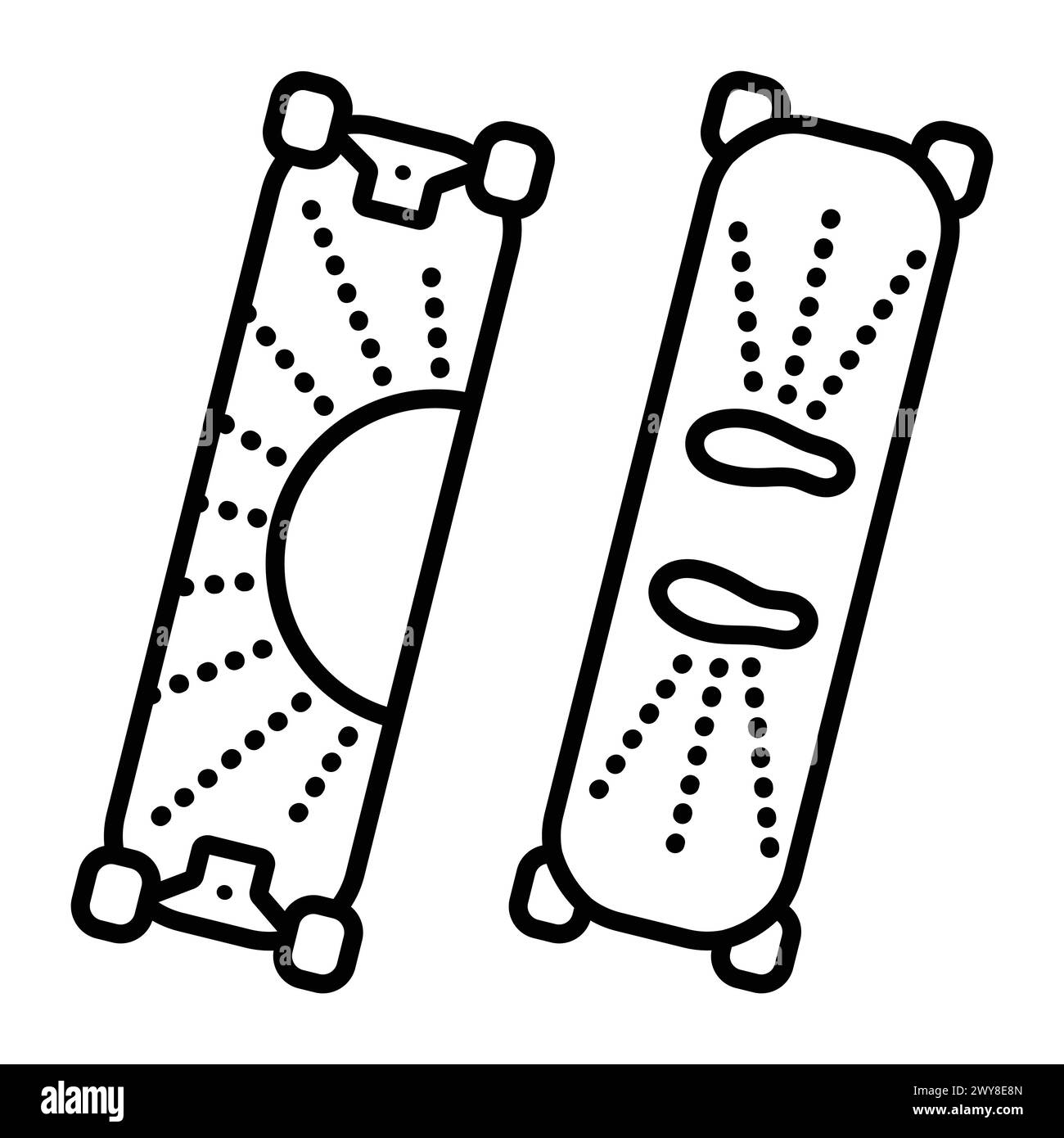 Insegna dello skate, lato posteriore e anteriore, icona vettoriale della linea nera, trasporto mobile moderno Illustrazione Vettoriale