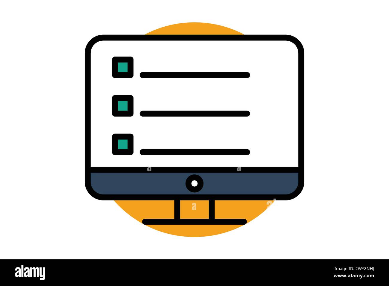 icona monitor. monitoraggio con piano. icona relativa al piano d'azione, business. stile icona linea piatta. illustrazione degli elementi aziendali Illustrazione Vettoriale