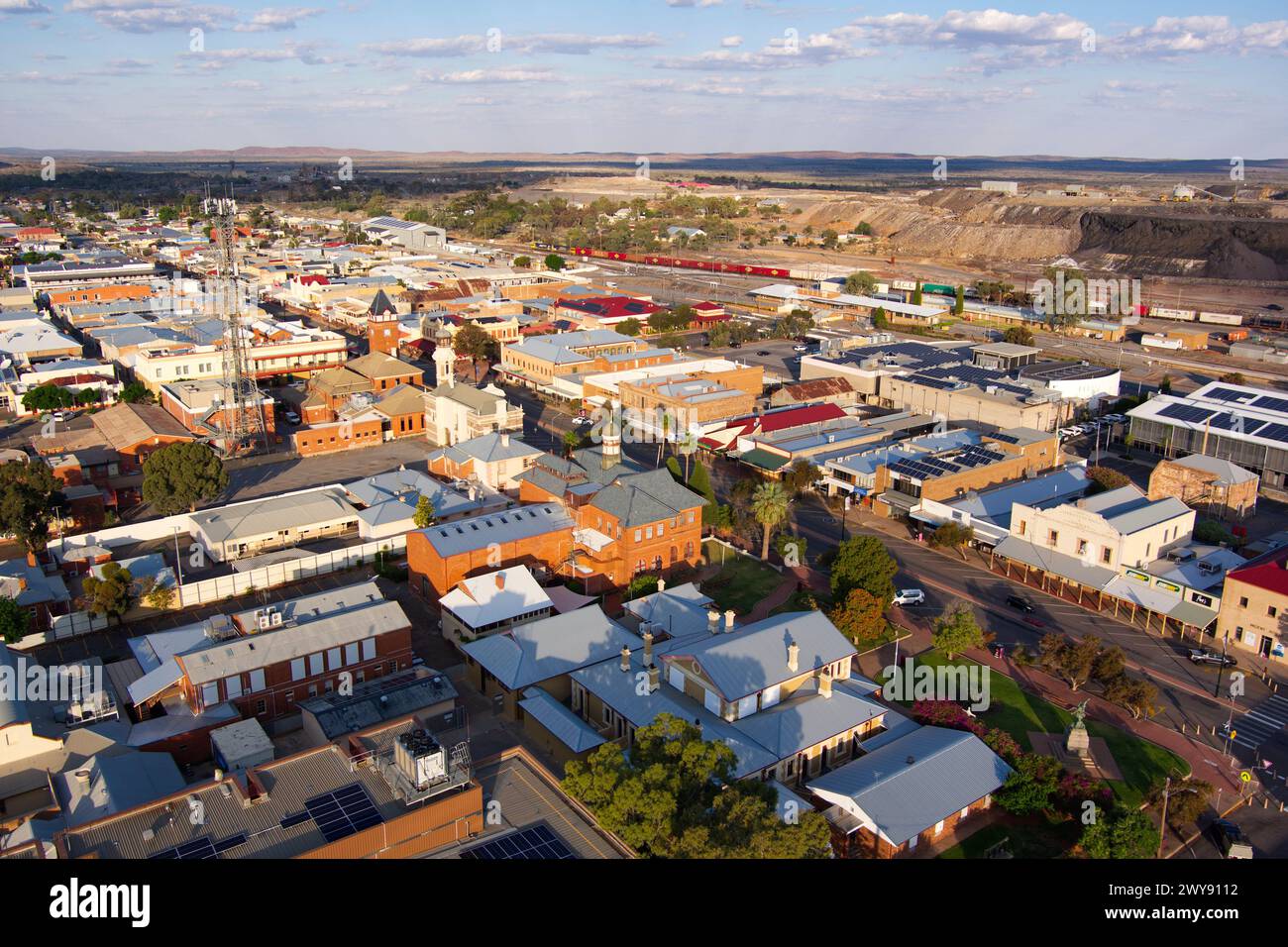 Aerea di Argent Street nel CBD di Broken Hill, New South Wales Australia Foto Stock