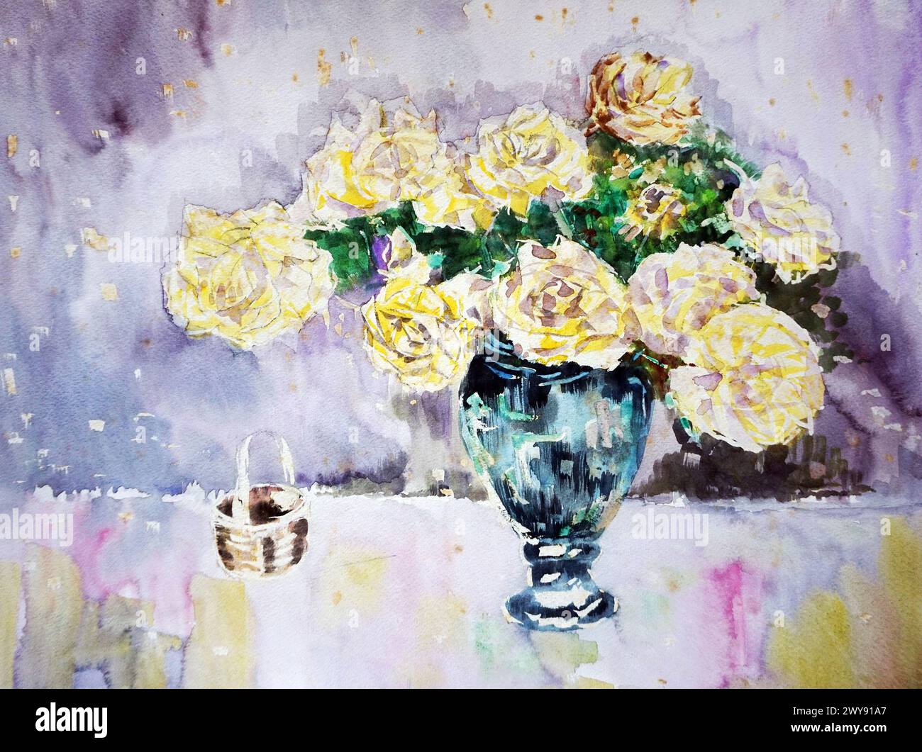 sfondi a colori astratti per design art pittura ad acquerello fiore Foto Stock