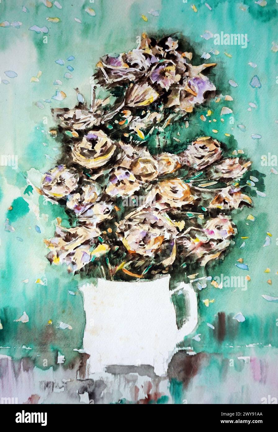 sfondi a colori astratti per design art pittura ad acquerello fiore Foto Stock