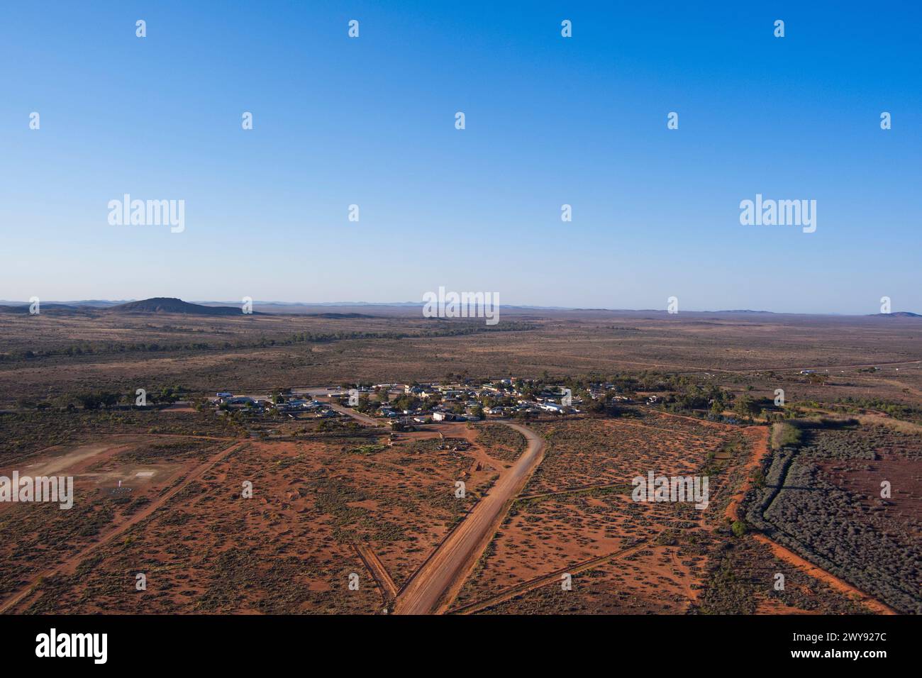 Aerea del remoto villaggio di servizio di Yunta South Australia Foto Stock