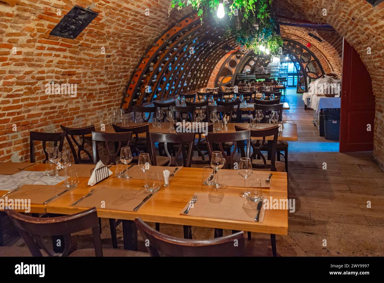 Bucarest, Romania, 21 agosto 2023: Ristorante Manuca's Inn a Bucarest, Romania Foto Stock