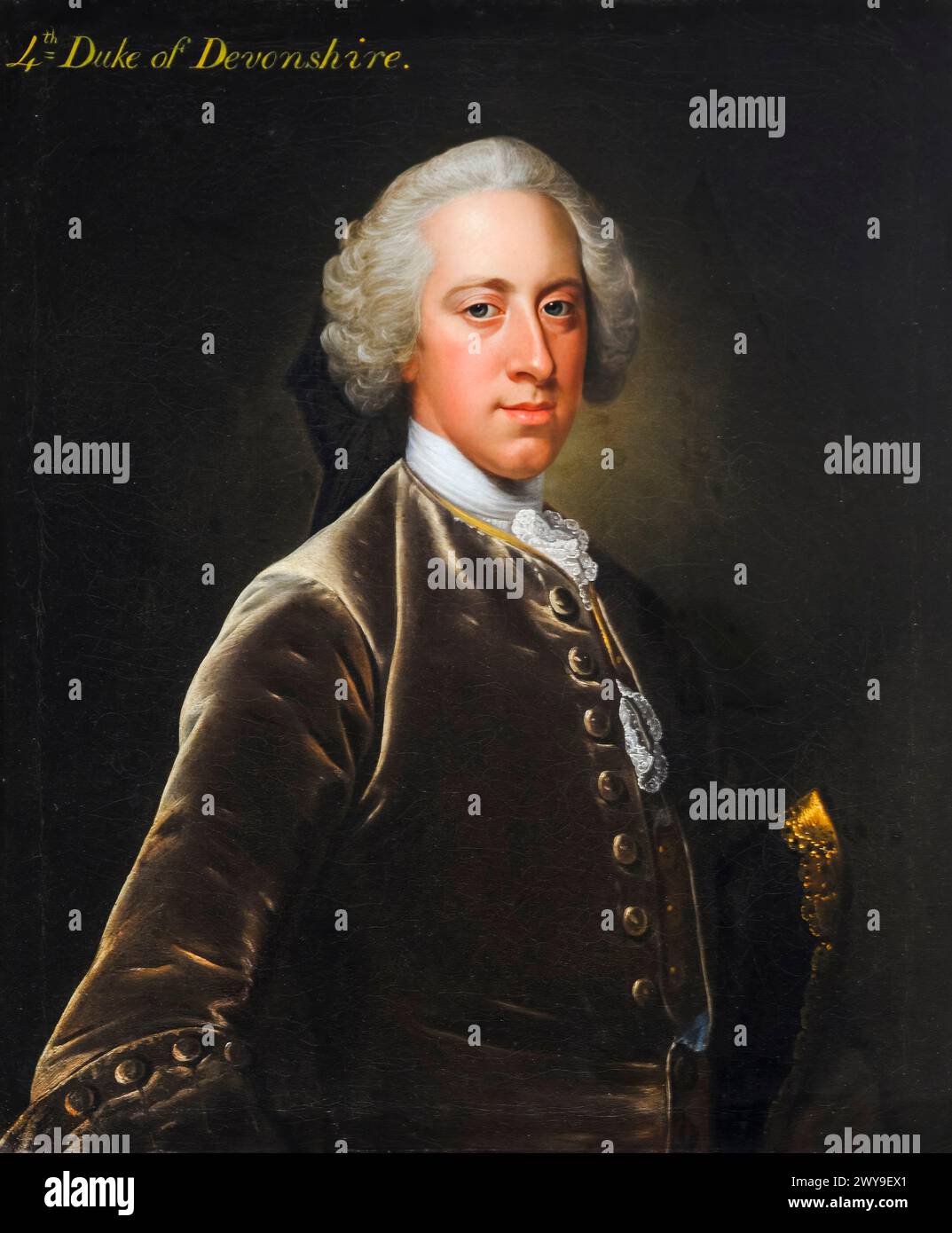 William Cavendish, IV duca di Devonshire (1720-1764), politico Whig e primo ministro della Gran Bretagna 1756-1757, ritratto a olio su tela dopo Thomas Hudson, 1740-1764 Foto Stock