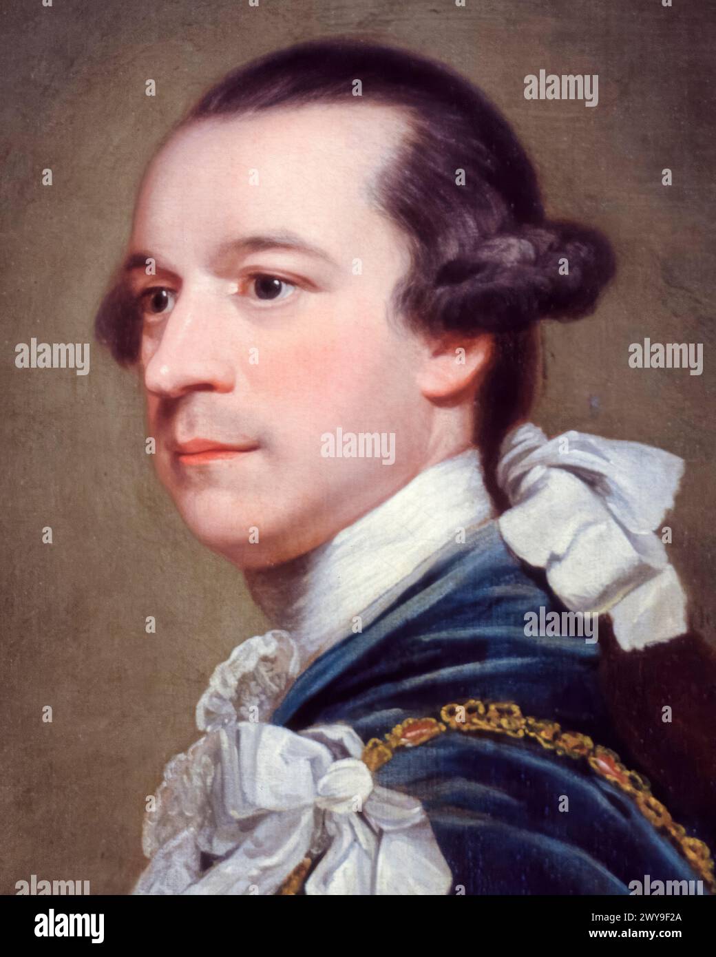 Charles Watson-Wentworth, II marchese di Rockingham (1730-1782), politico Whig e primo ministro della Gran Bretagna due volte dal 1765-1766 e tre mesi nel 1782, ritratto a olio su tela dopo Sir Joshua Reynolds, circa 1768 Foto Stock