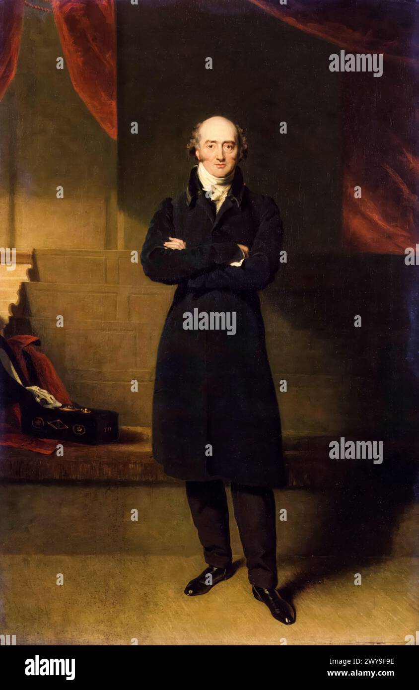 George Canning (1770-1827), politico Tory e primo ministro del Regno Unito aprile-agosto 1827, ritratto a olio su tela di Sir Thomas Lawrence e Richard Evans, circa 1825 Foto Stock