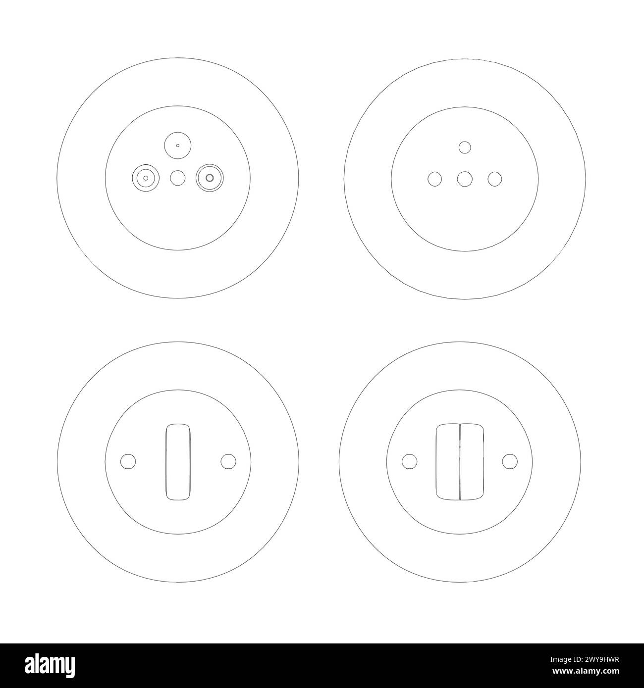 Set icone presa di alimentazione. Illustrazione della presa elettrica del paese. Simbolo di carica semplice in stile piatto vettoriale. Illustrazione Vettoriale