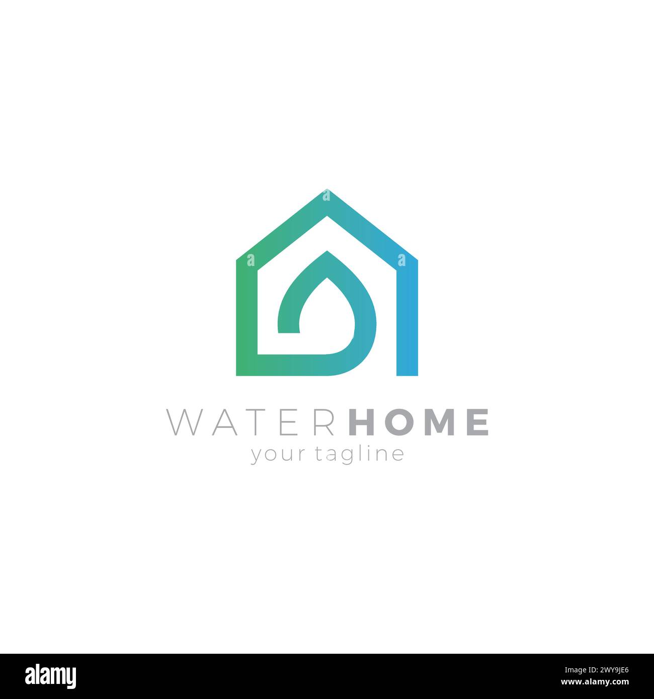 Logo Water Home, logo Water, logo Home. icona immobiliare Illustrazione Vettoriale