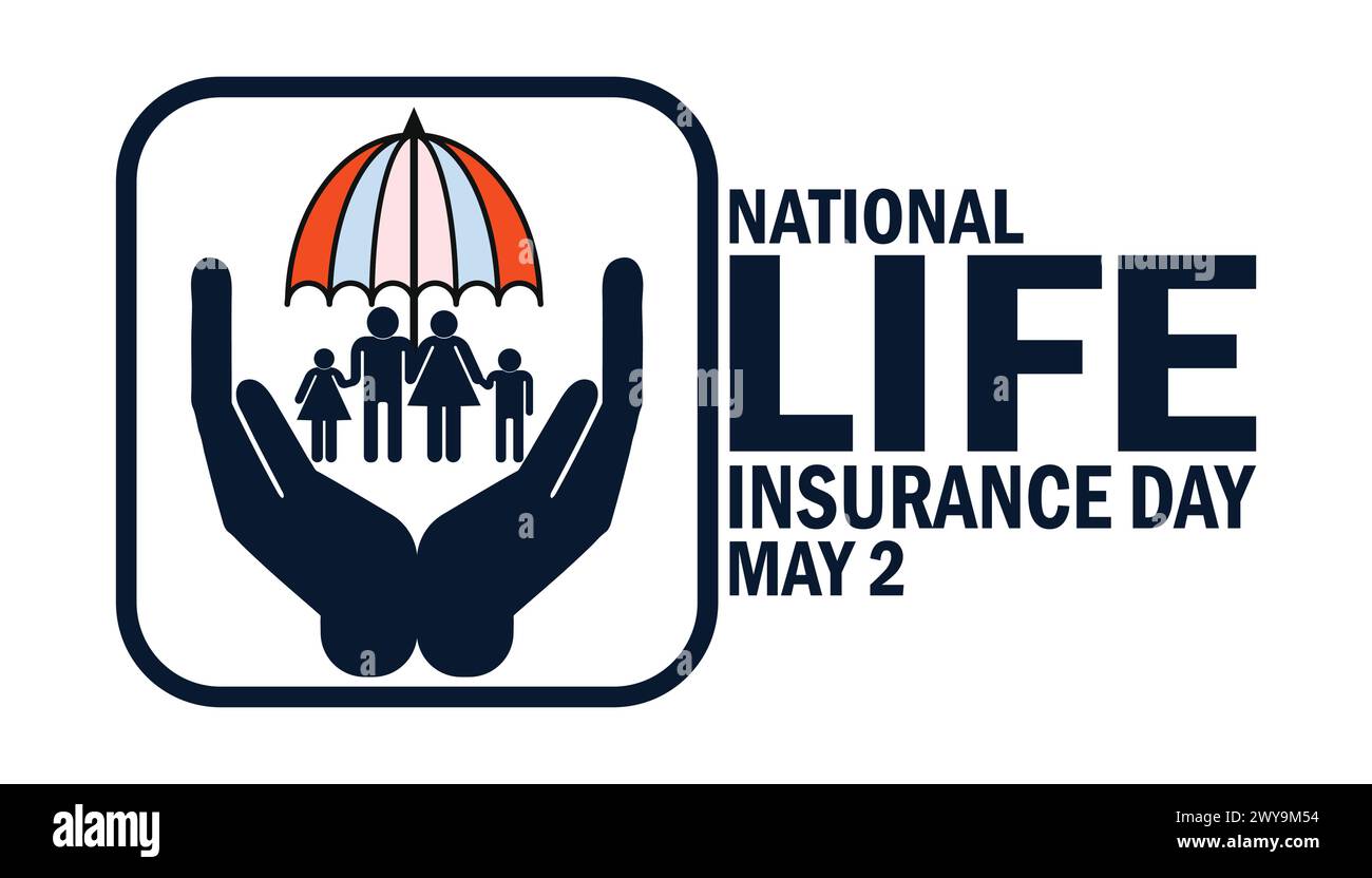 Carta da parati National Life Insurance Day con tipografia. Giornata nazionale dell'assicurazione sulla vita, contesto Illustrazione Vettoriale