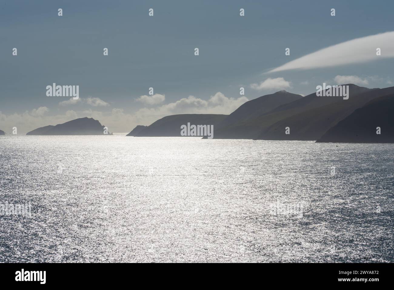 Le Isole Blasket, viste dalla penisola di Dingle, Contea di Kerry, Irlanda, settembre. Foto Stock