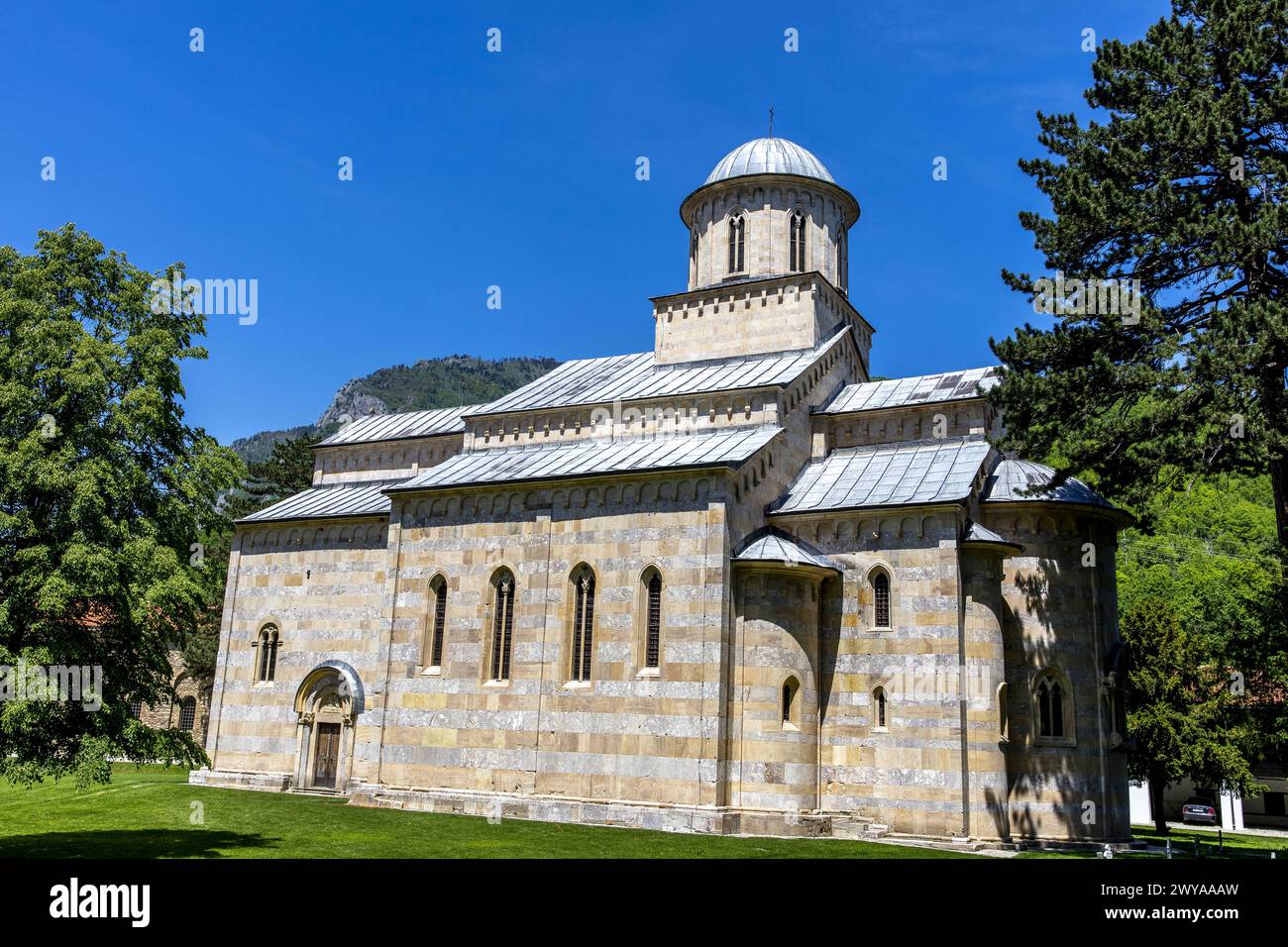 Visoki Decani Serbian Orthodox Monastery Church, sito patrimonio dell'umanità dell'UNESCO, Decan, Kosovo, Europa Copyright: Godong 809-8989 Foto Stock