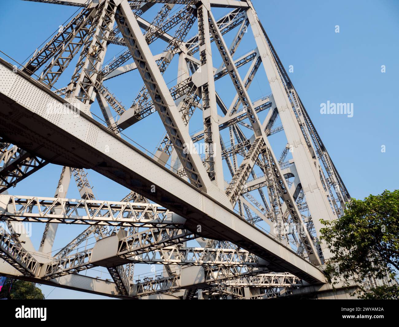 India, Kolkata, scena stradale di Howrah Bridge Foto Stock