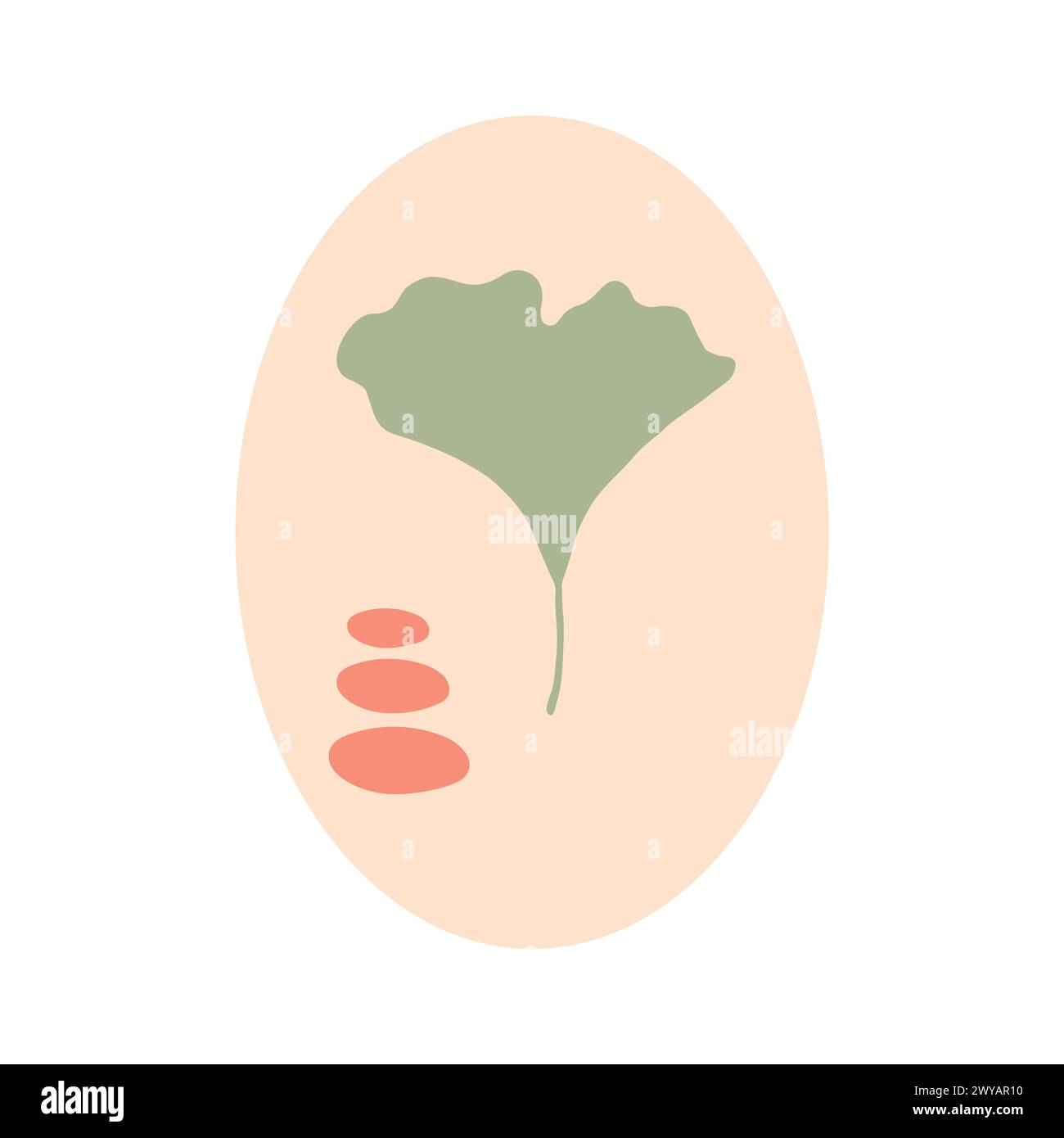 Ginkgo biloba foglia silhouette logo simbolo. Illustrazione vettoriale Illustrazione Vettoriale