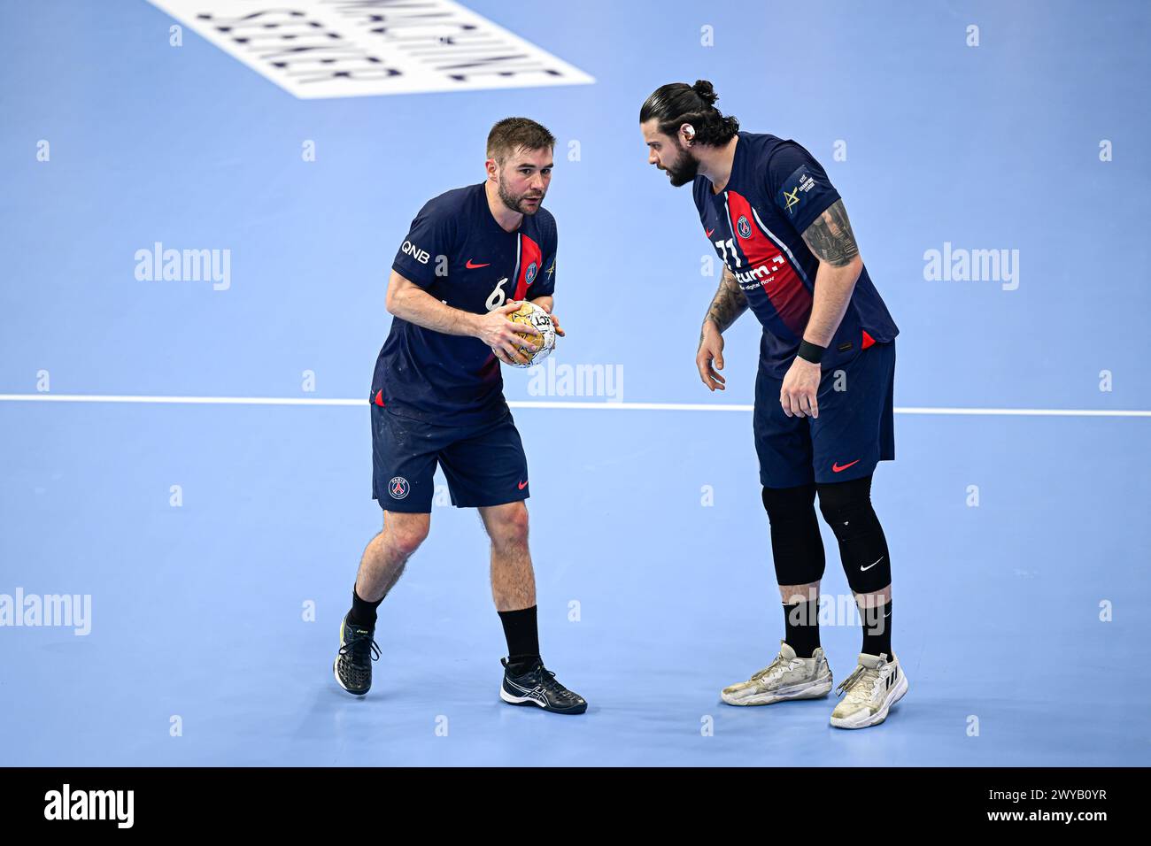 Parigi, Francia. 4 aprile 2024. Elohim Prandi durante la partita di pallamano della EHF Champions League tra il Paris Saint Germain PSG e Wisla Plock allo Stade Pierre de Coubertin il 4 aprile 2024 a Parigi. Crediti: Victor Joly/Alamy Live News Foto Stock