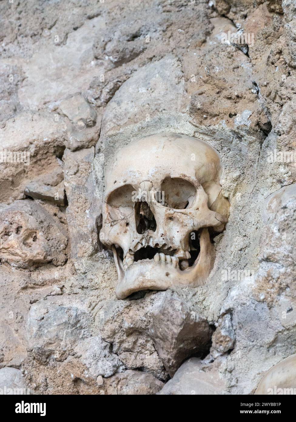 Cranio incastonato nel muro della Skull Tower, Niš, Serbia 2 Foto Stock