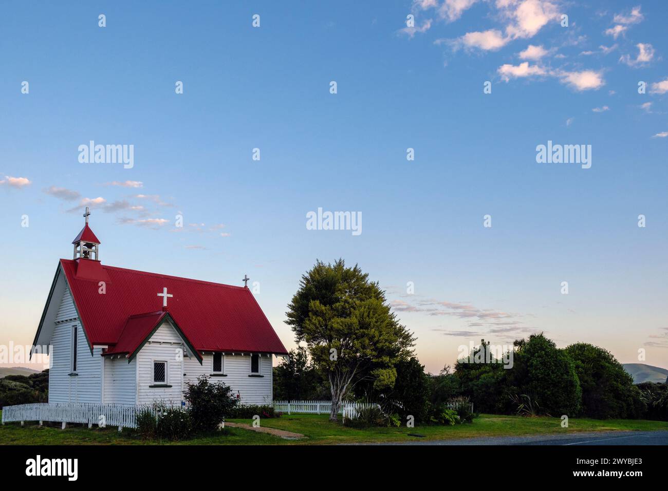 St Mary's Church, Niagara-Waikawa Road, Waikawa, The Catlins, Southland, isola del Sud, nuova Zelanda Foto Stock