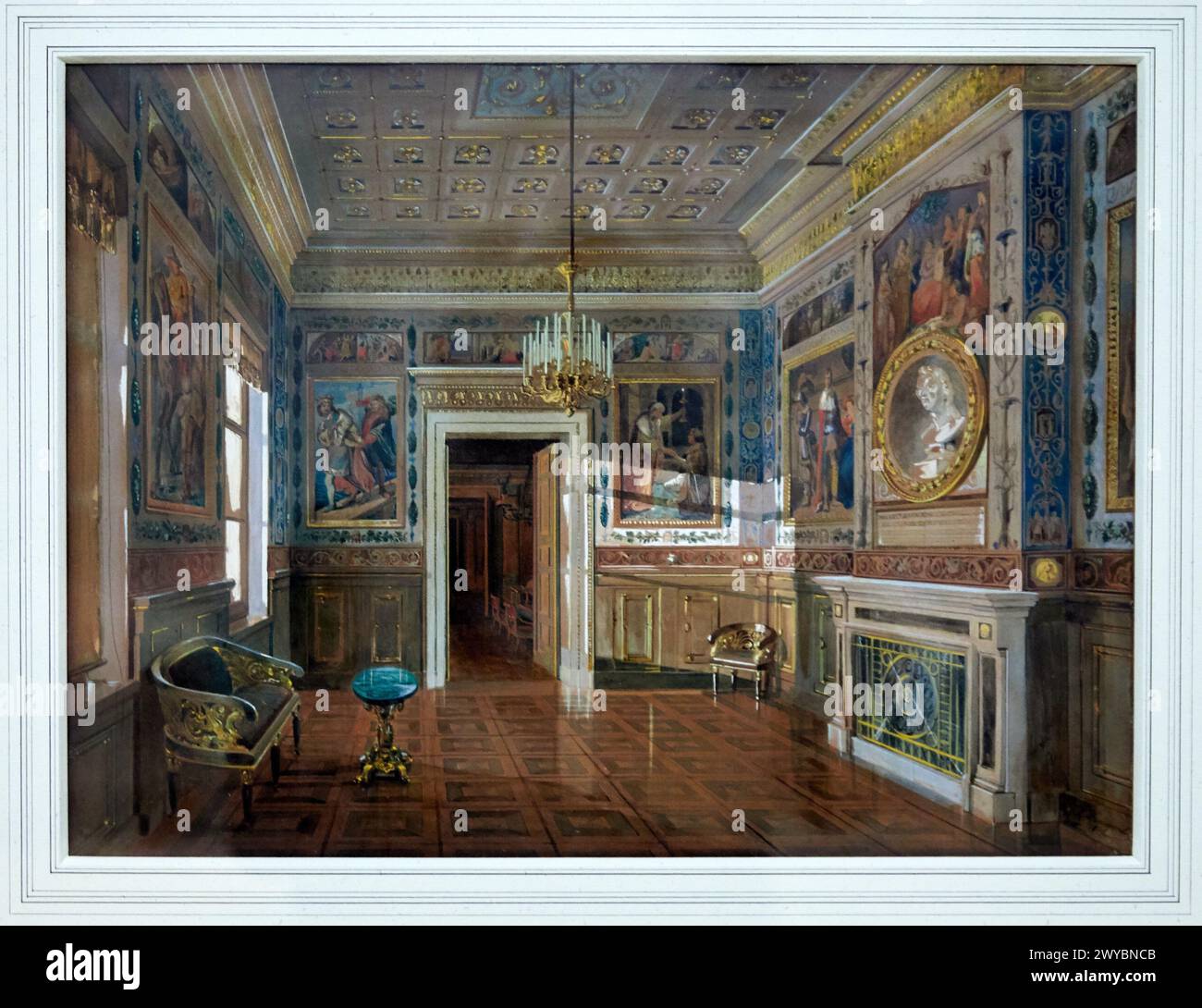 "La Galerie Schiller à la Residence, palais ducal de Weimar", 1846, Carl Maria Nicolaus Hummel, l'Allemagne Romanticismo Exhibition, Dessins des musées de Weimar, Petit Palais Musée des Beaux Arts de la Ville de Paris, Francia, Europa. Foto Stock