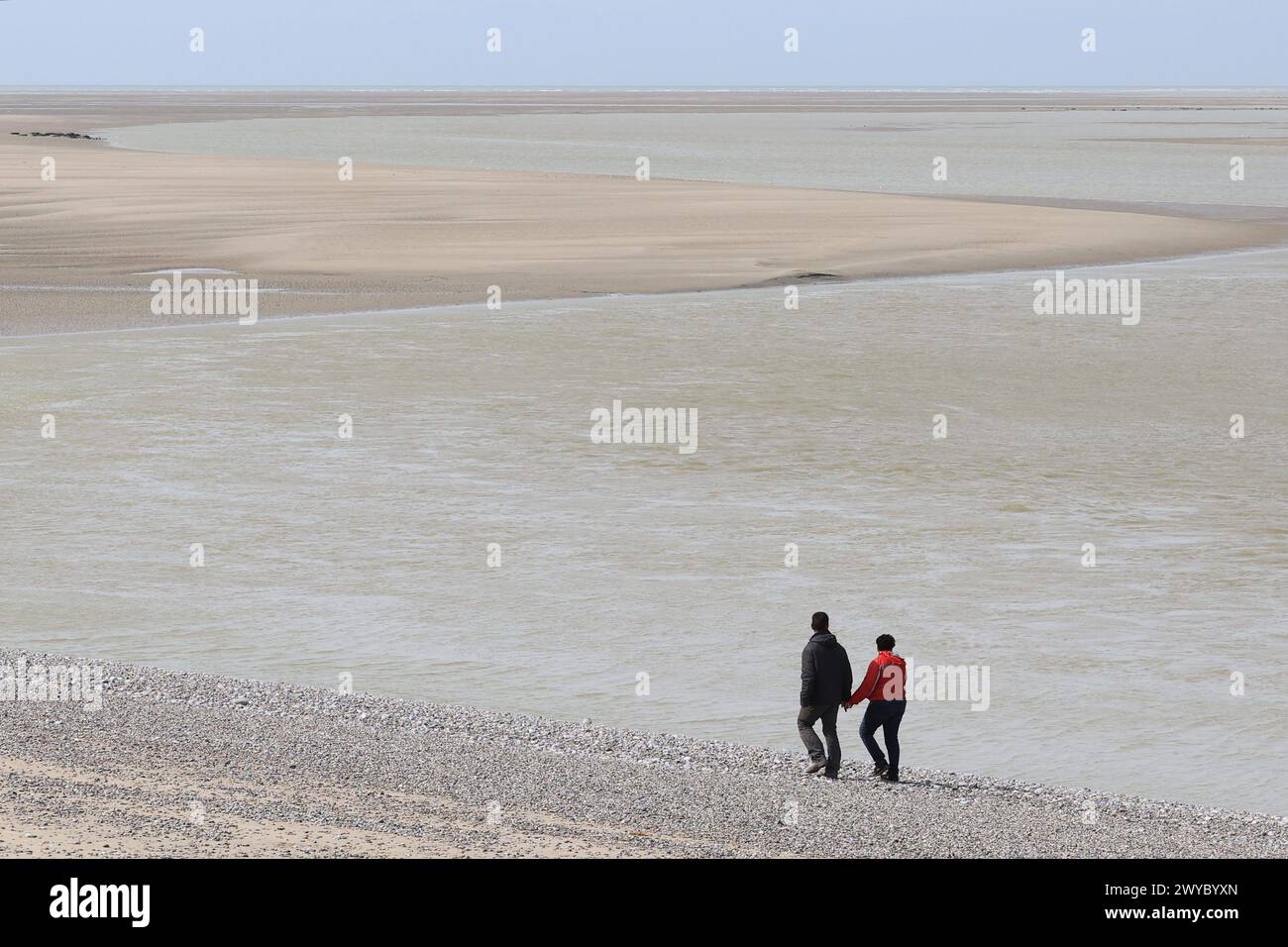 Le Hourdel, Francia. 5 aprile 2024. © PHOTOPQR/LE COURRIER PICARD/Fred HASLIN ; le Hourdel ; 05/04/2024 ; 05/04/24 debutto de la saison estivale sur la cote picarde le Hourdel Photo Fred Haslin Francia, aprile 2024 inizio della stagione turistica sulla costa, in Piccardia crediti: MAXPPP/Alamy Live News Foto Stock