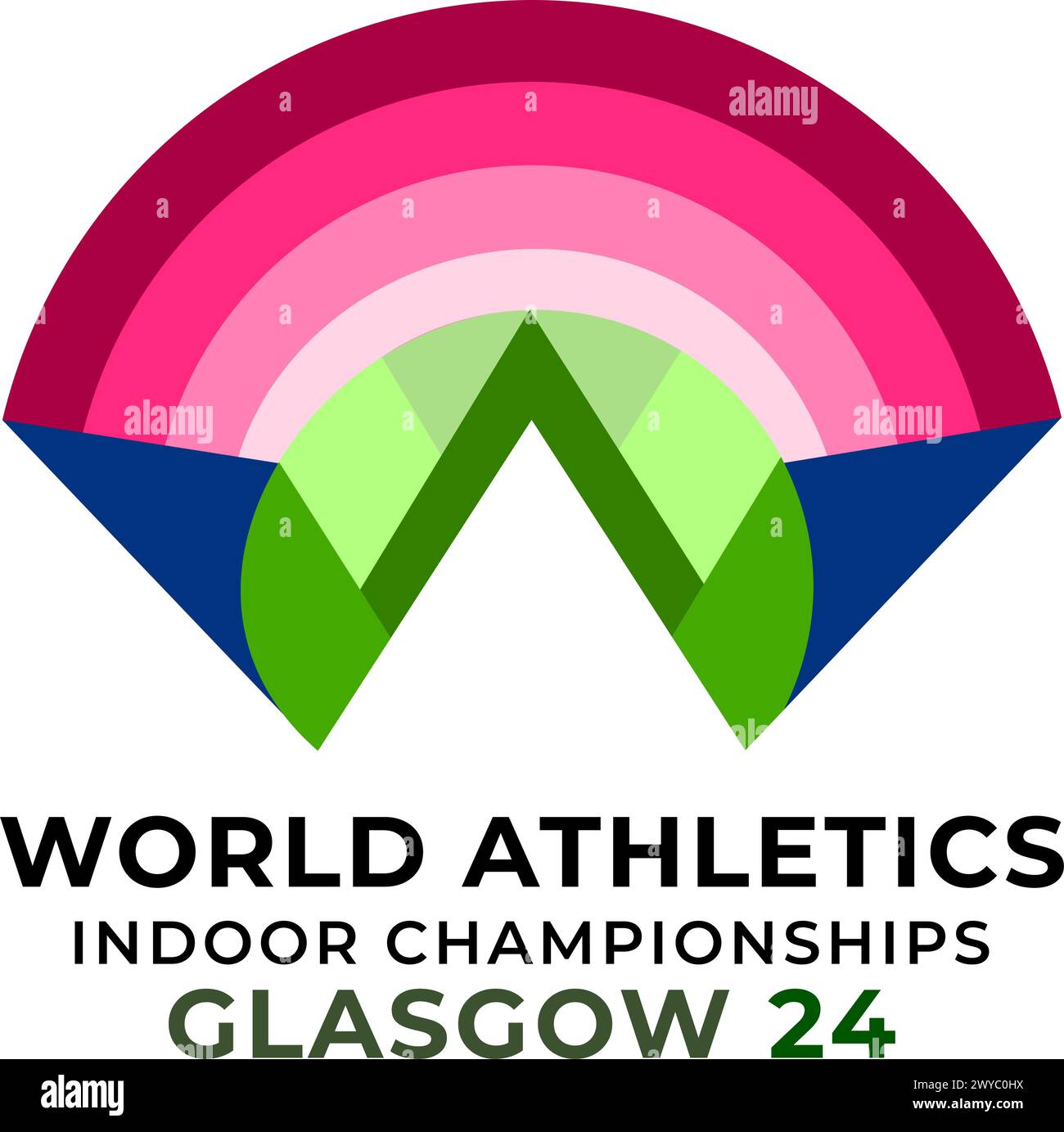 Logo dei campionati mondiali di atletica leggera indoor Glasgow 24. Illustrazione Vettoriale