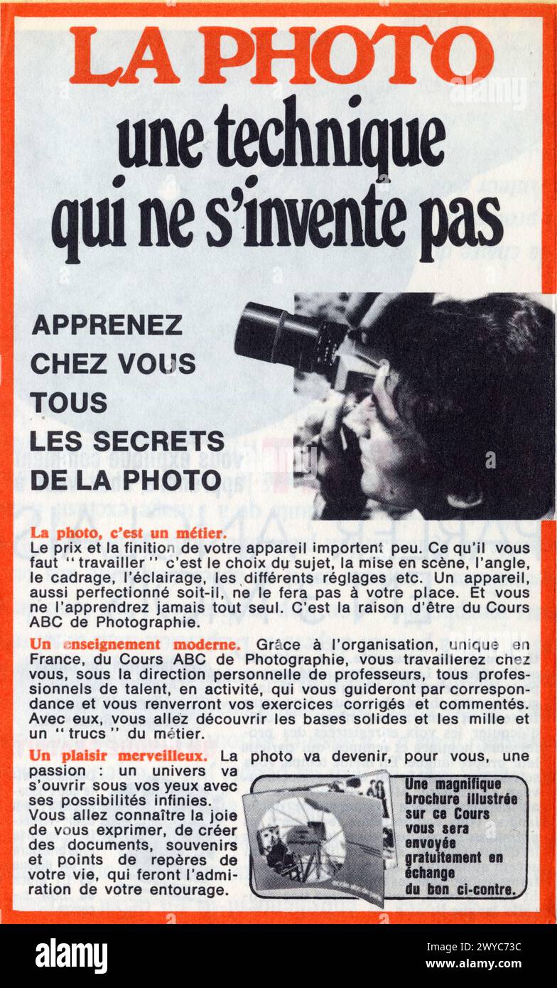 La Photo une technique qui ne s'invente pas. Apprenez chez vous tous les secrets de la Photo Foto Stock