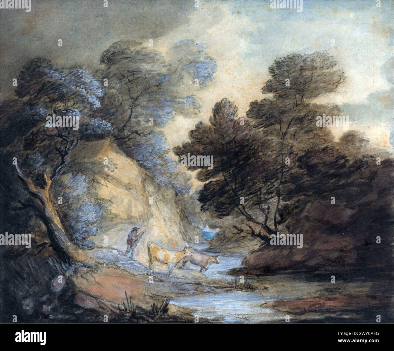 River Landscape, (senza data), Yale Center for British Art Thomas Gainsborough Foto Stock