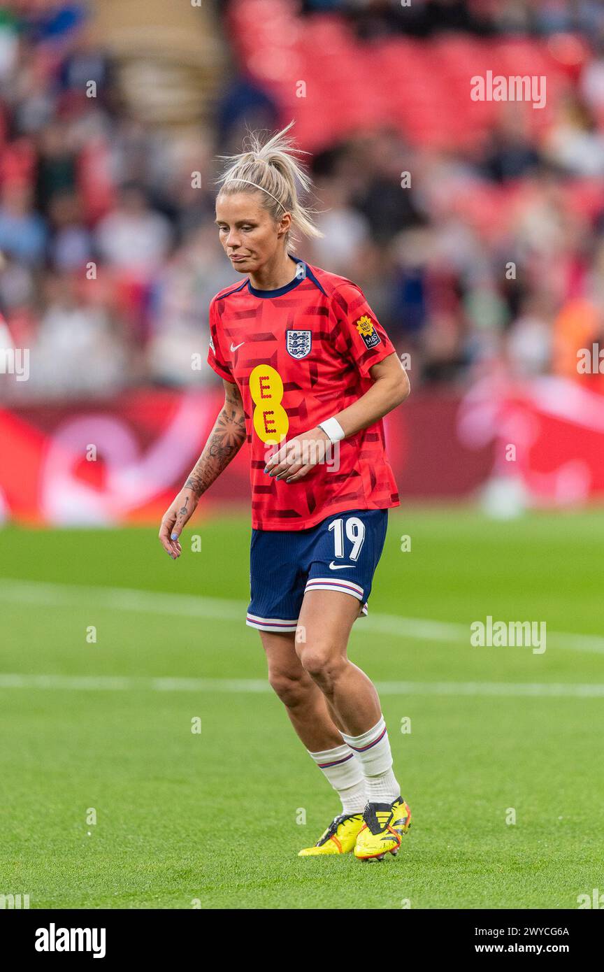 Londra, Regno Unito. 5 aprile 2024. Rachel Daly, l'Inghilterra, si scalda davanti alla partita di qualificazione per l'Euro 2025 femminile tra Inghilterra e Svezia al Wembley Stadium di Londra, Inghilterra, il 5 aprile 2024. Foto di Grant Winter. Solo per uso editoriale, licenza richiesta per uso commerciale. Non utilizzare in scommesse, giochi o pubblicazioni di singoli club/campionato/giocatori. Crediti: UK Sports Pics Ltd/Alamy Live News Foto Stock