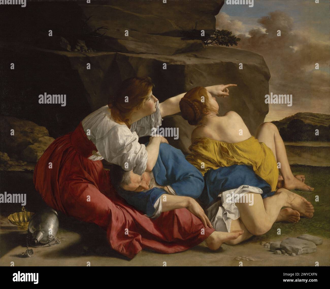 Lot e le sue figlie; Orazio Gentileschi (italiano, 1563-1639); Italia; circa 1622; olio su tela; 151,8 x 189,2 cm (59 3/4 x 74 1/2 poll.); 98.PA.10 Foto Stock