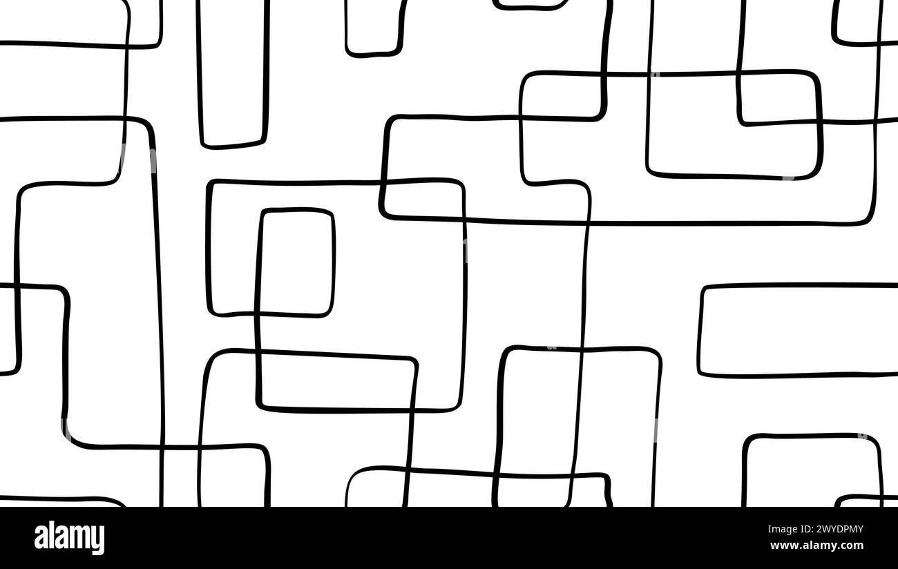 Motivo irregolare senza cuciture per scarabocchi. Aspetto pulito e minimalista. Illustrazione Vettoriale