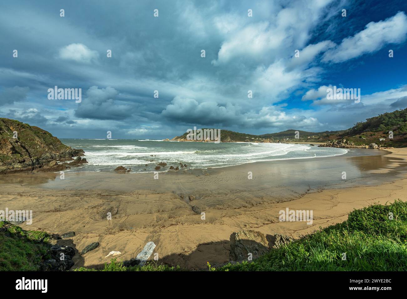 La spiaggia di Espasante, Ortigueira, Galizia, Spagna Foto Stock