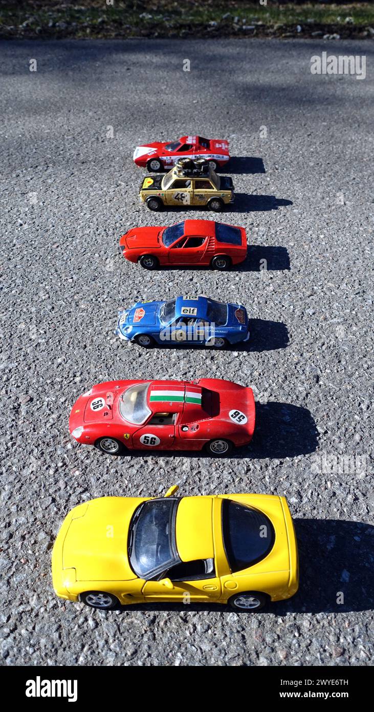 Modelli vintage da collezione di alcune auto sportive da corsa Foto Stock