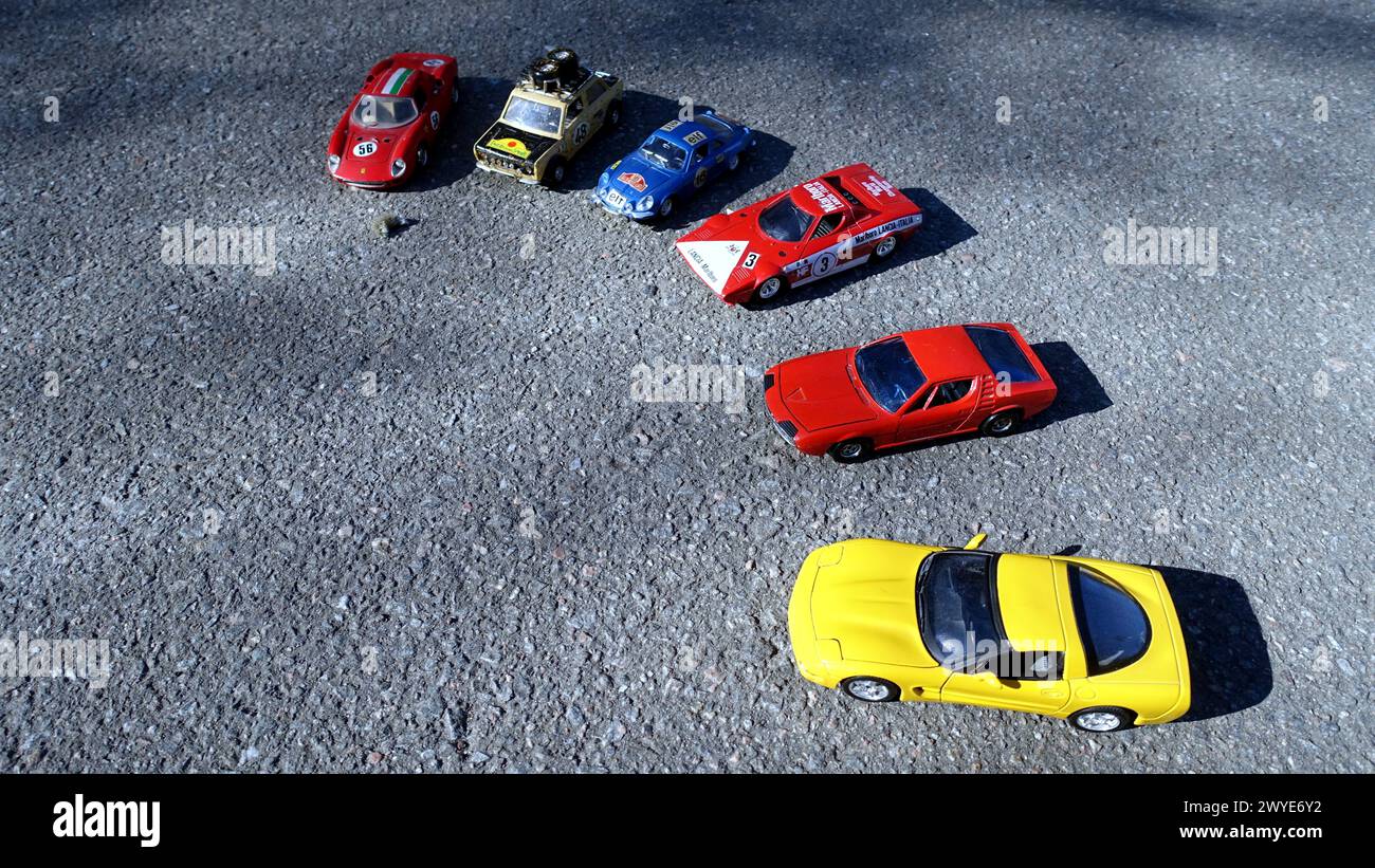 Modelli vintage da collezione di alcune auto sportive da corsa Foto Stock